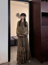INTO THE EAST 25 Autumn/Winter Lotus Collar Silk Print Ribbon Dress ITE-E1DGAW016GR21DS-LV Green